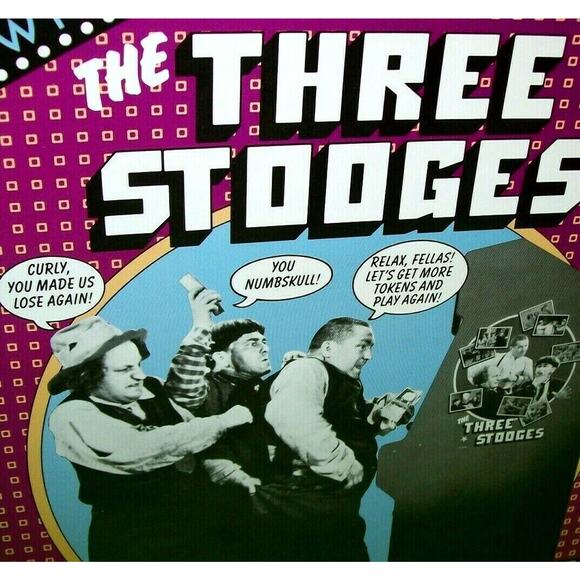 The Three Stooges Arcade FLYER Original 1984 Moe Larry Curly Game Art Print - Picture 1 of 6